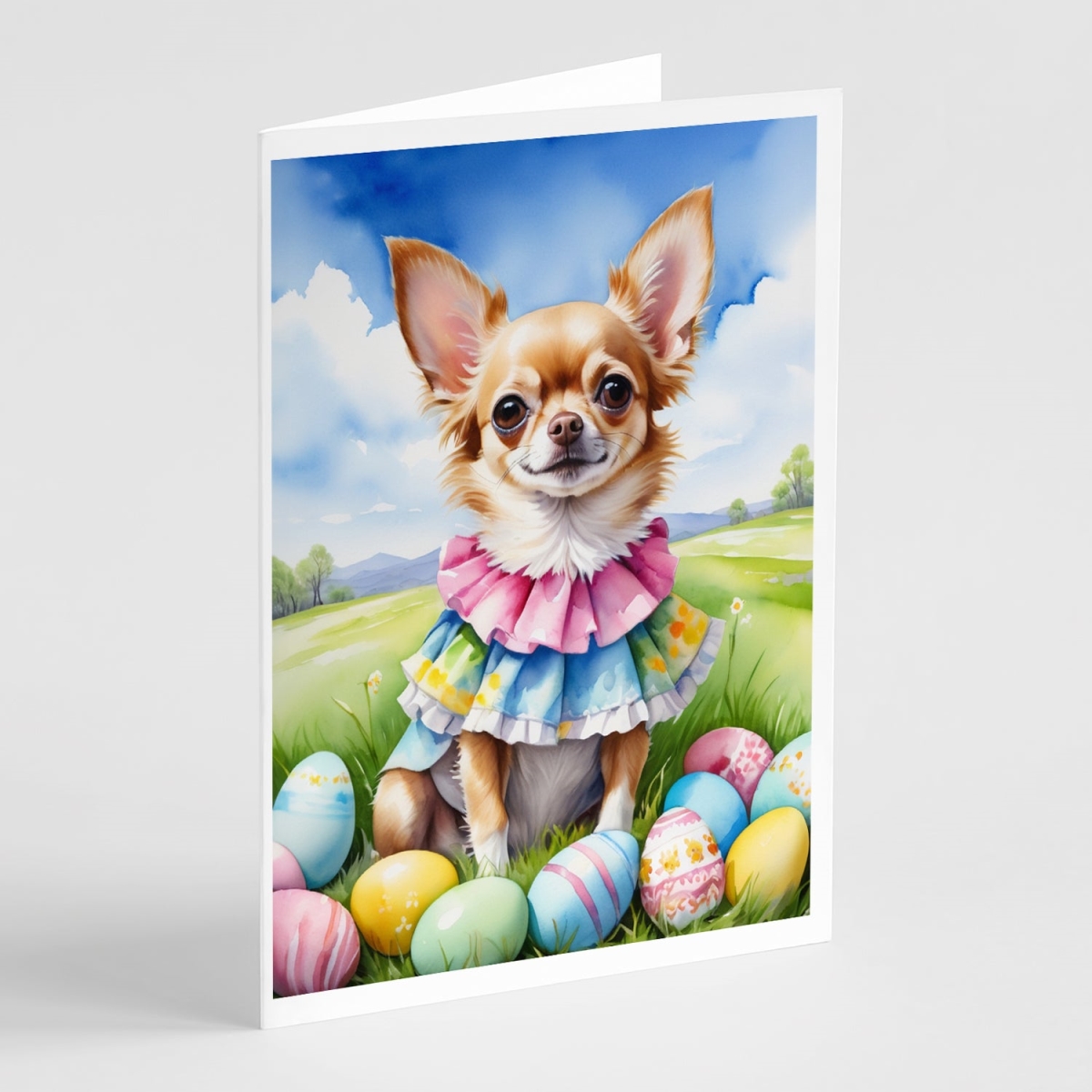 5 x 7 in. Chihuahua Easter Egg Hunt Greeting Cards - Pack of 8