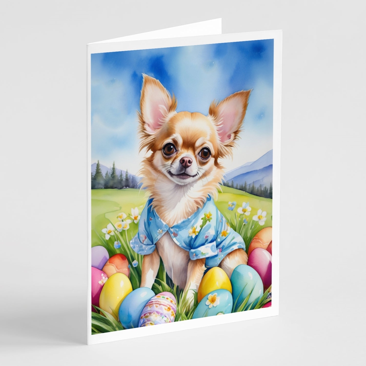 5 x 7 in. Chihuahua Easter Egg Hunt Greeting Cards - Pack of 8
