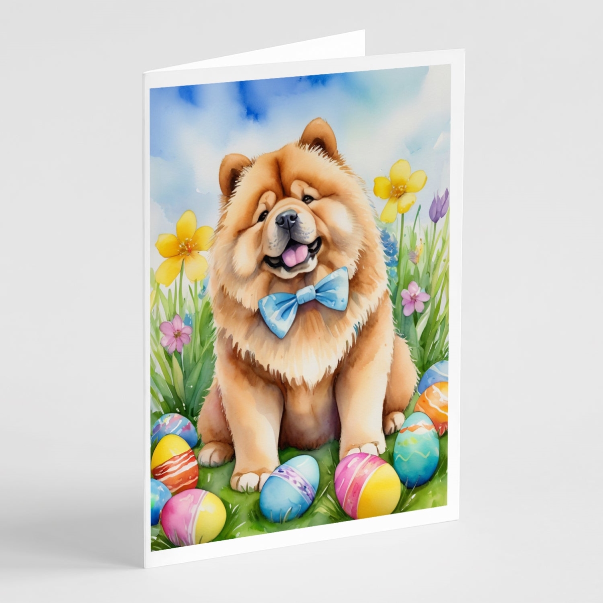 5 x 7 in. Chow Chow Easter Egg Hunt Greeting Cards - Pack of 8