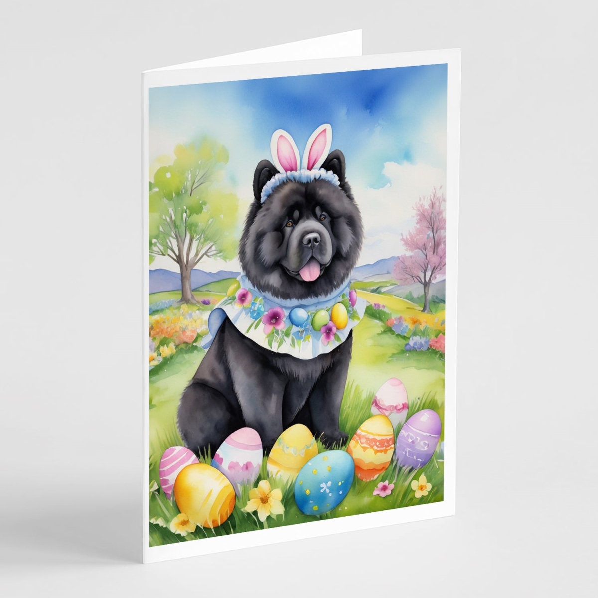DAC4992GCA7P 5 x 7 in. Chow Chow Easter Egg Hunt Greeting Cards - Pack of 8