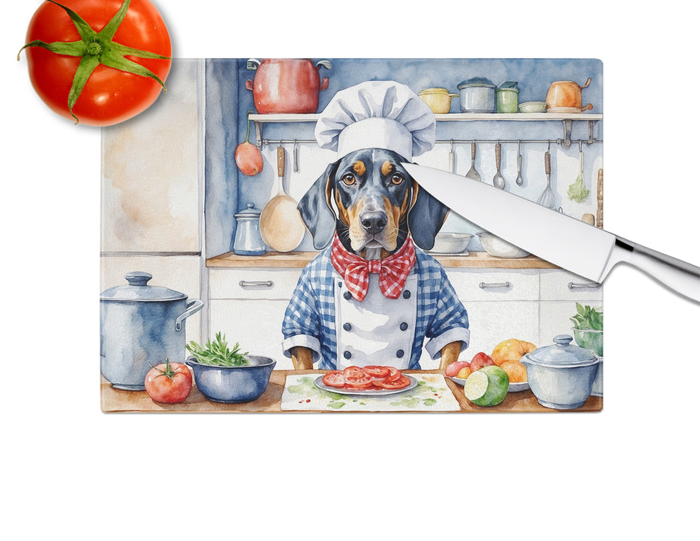 DAC6211LCB 15 x 12 in. Bluetick Coonhound The Chef Glass Cutting Board