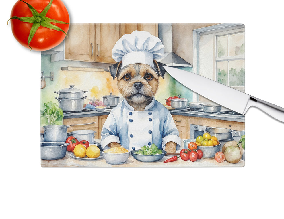 DAC6213LCB 15 x 12 in. Border Terrier The Chef Glass Cutting Board