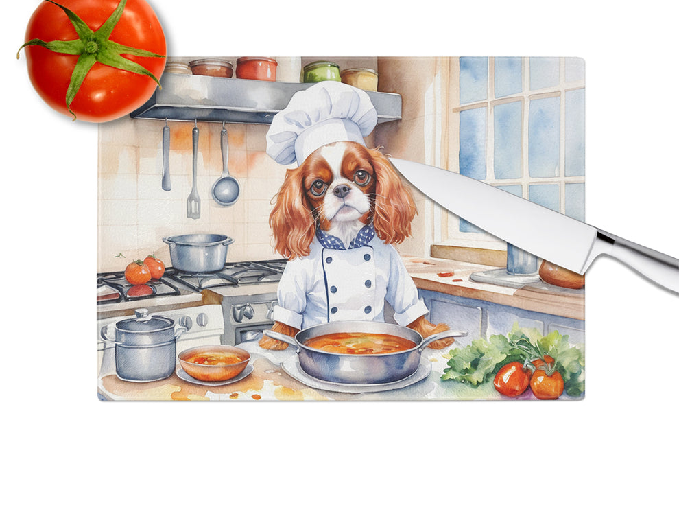 DAC6227LCB 15 x 12 in. Cavalier Spaniel The Chef Glass Cutting Board