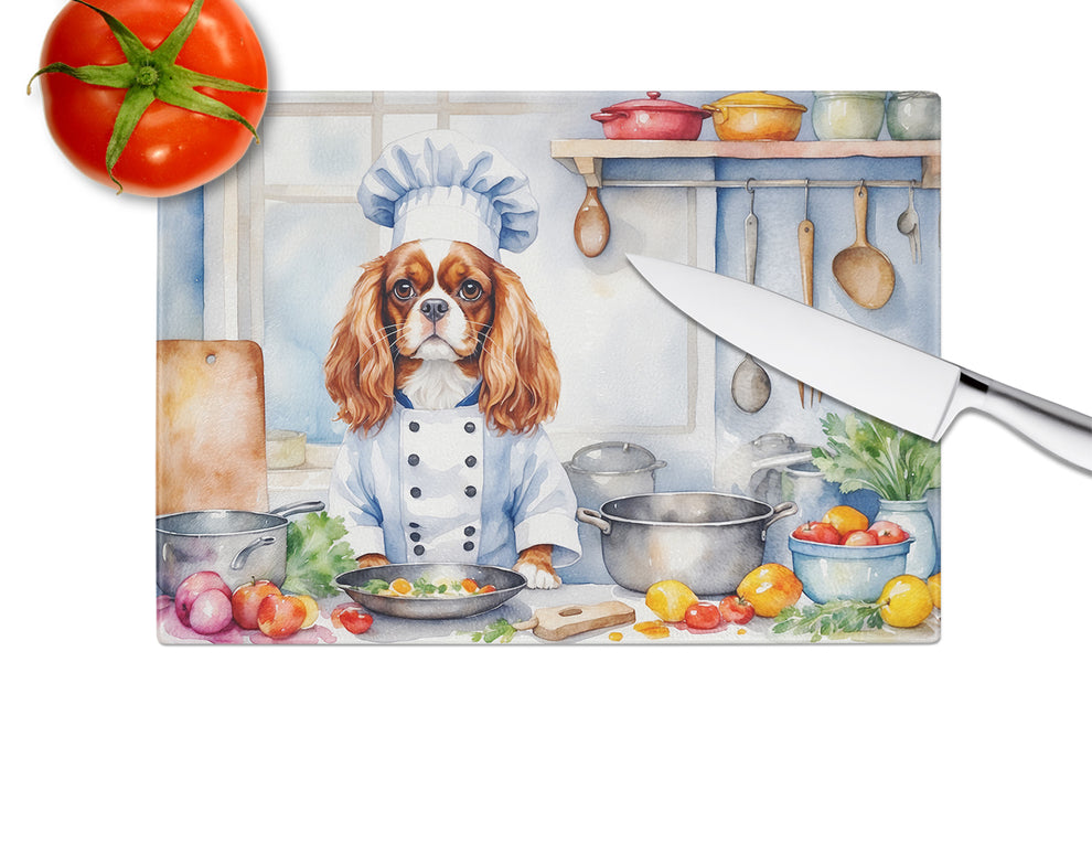 DAC6228LCB 15 x 12 in. Cavalier Spaniel The Chef Glass Cutting Board