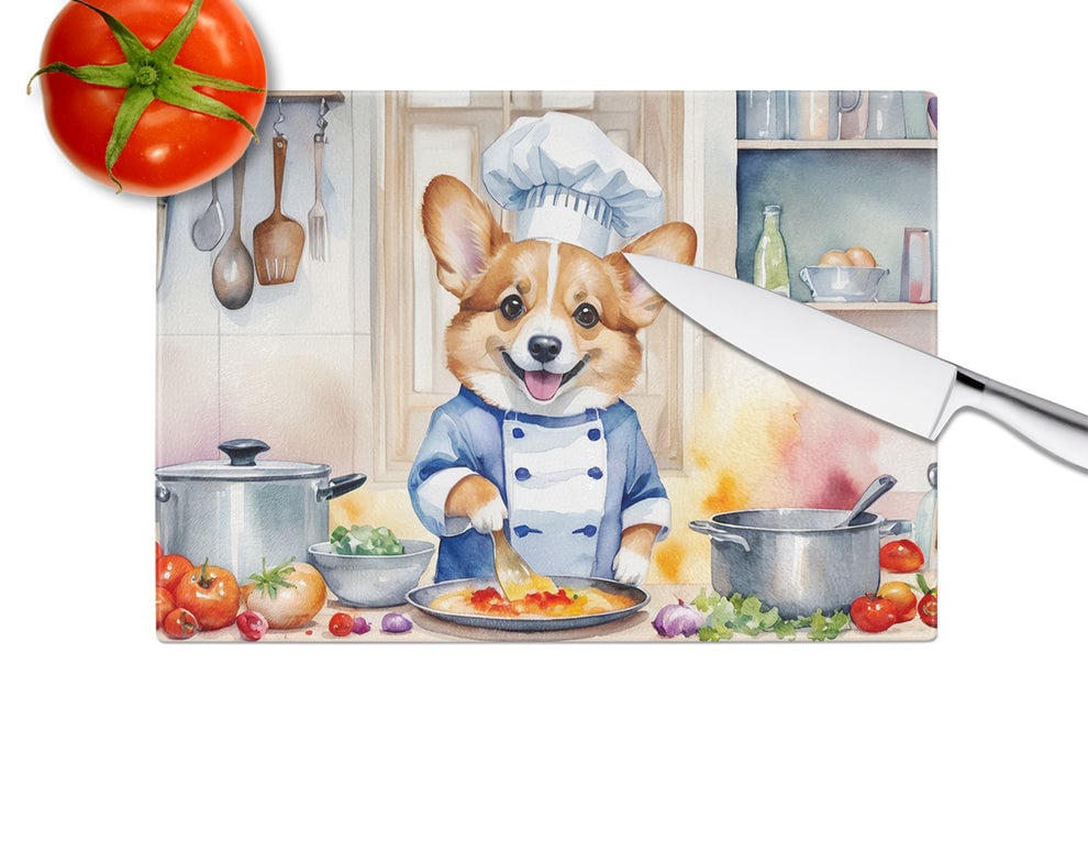 15 x 12 in. Corgi The Chef Glass Cutting Board
