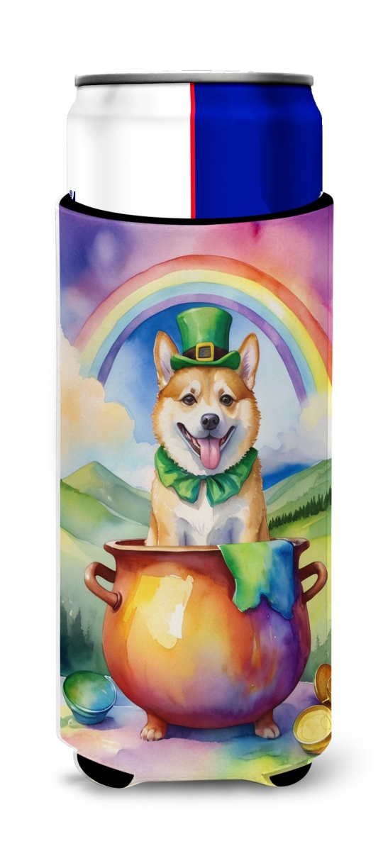 12 oz Norwegian Buhund St Patricks Day Hugger for Ultra Slim Cans