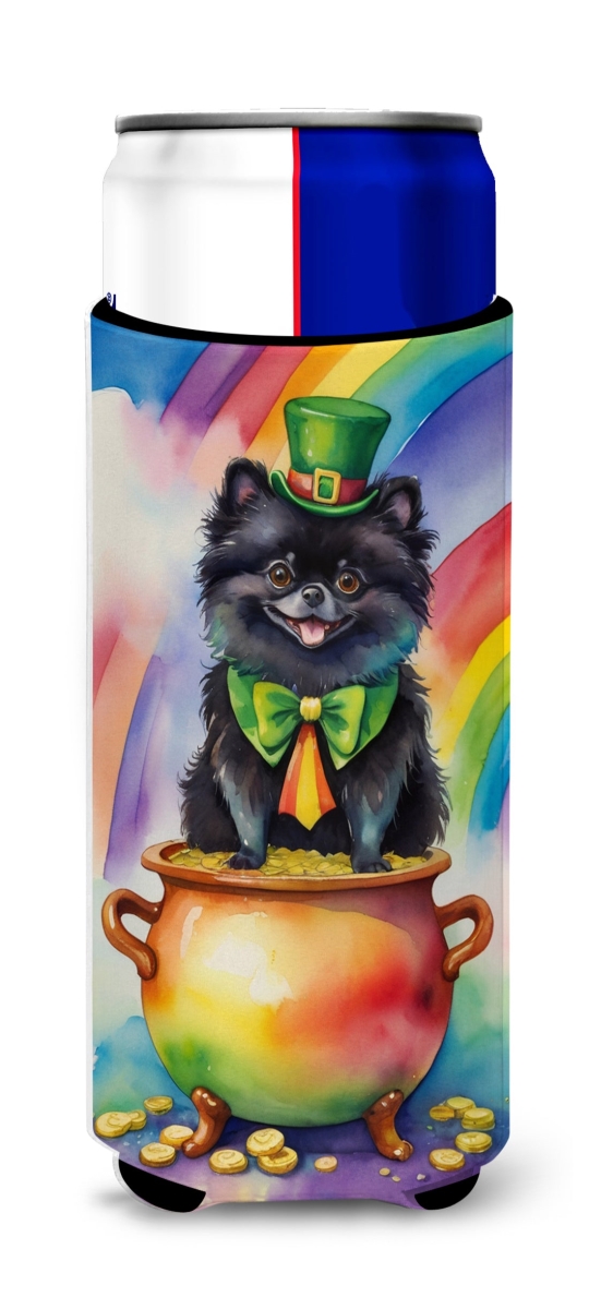 12 oz Pomeranian St Patricks Day Hugger for Ultra Slim Cans