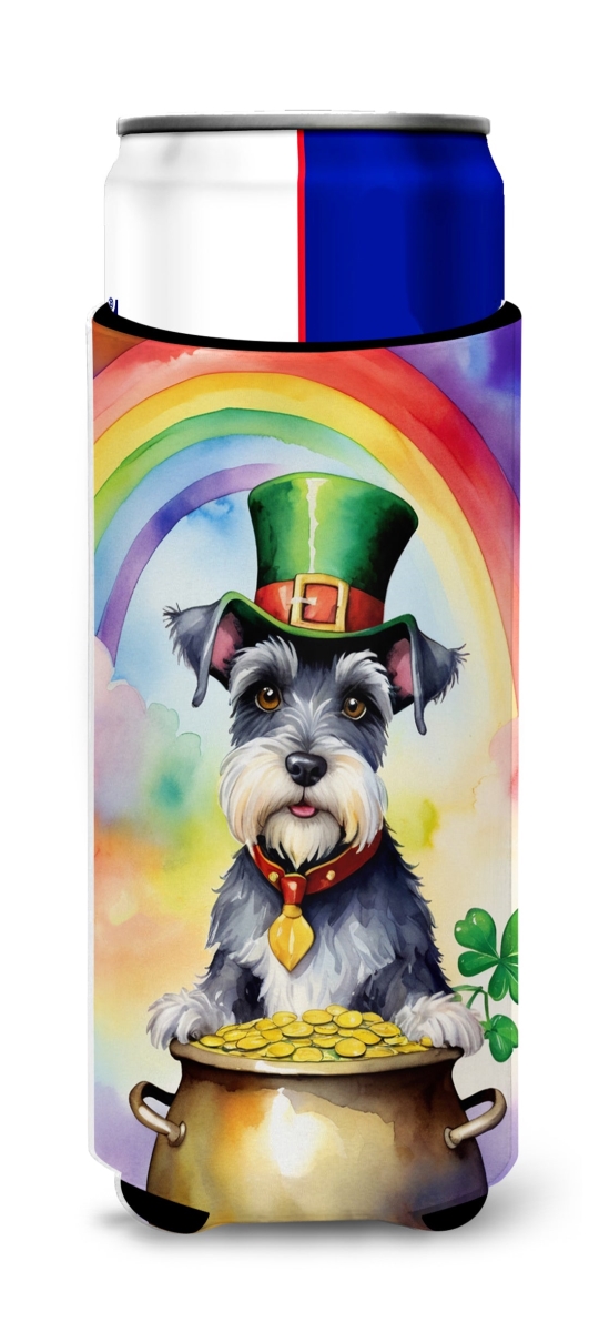 12 oz Schnauzer St Patricks Day Hugger for Ultra Slim Cans