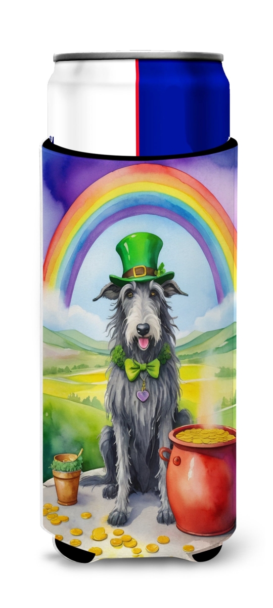 12 oz Scottish Deerhound St Patricks Day Hugger for Ultra Slim Cans