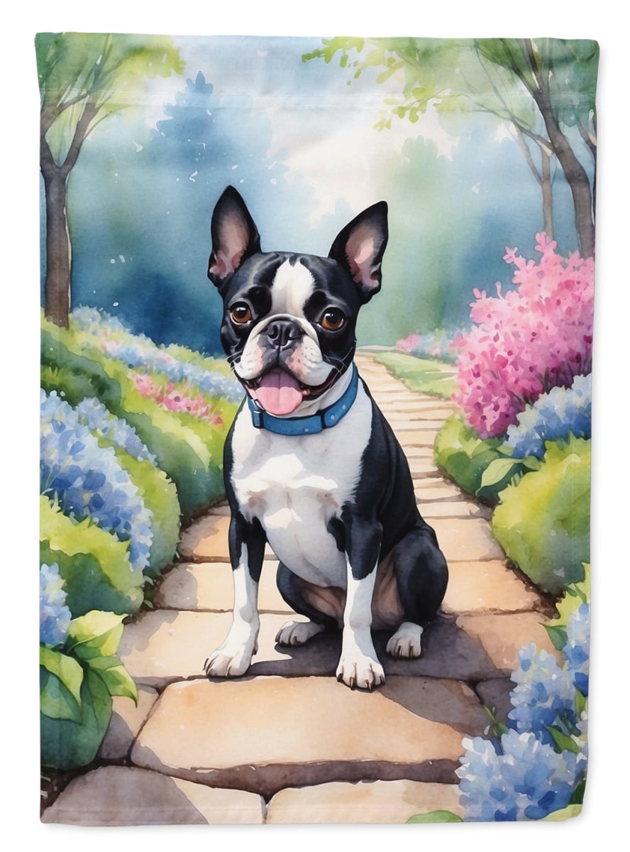 40 x 28 in. Boston Terrier Spring Path House Flag