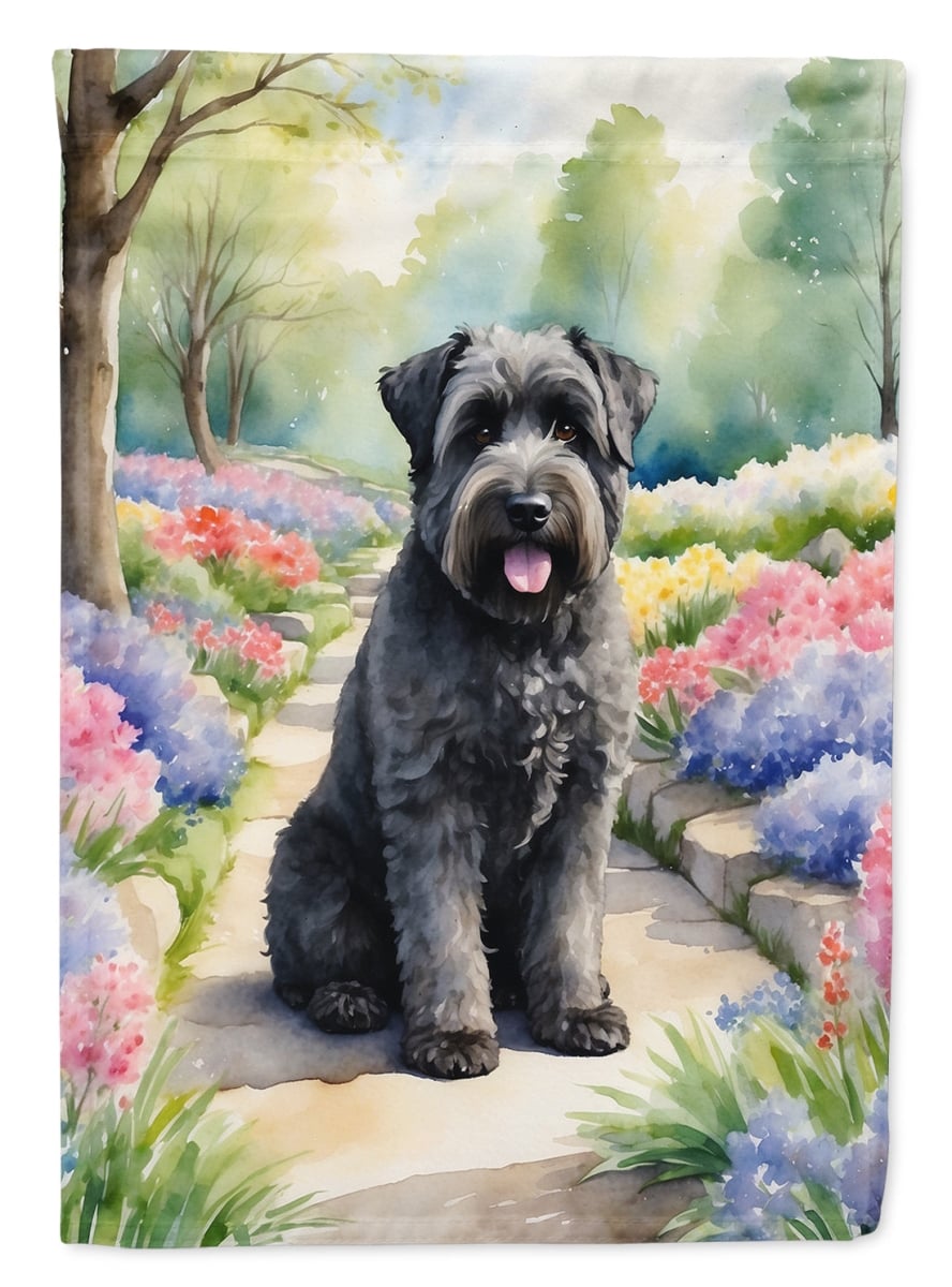 40 x 28 in. Bouvier des Flandres Spring Path House Flag