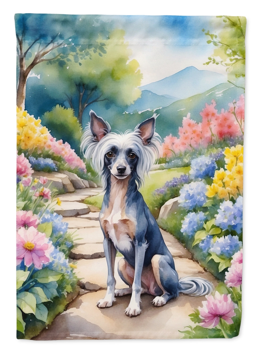 40 x 28 in. Chinese Crested Spring Path House Flag