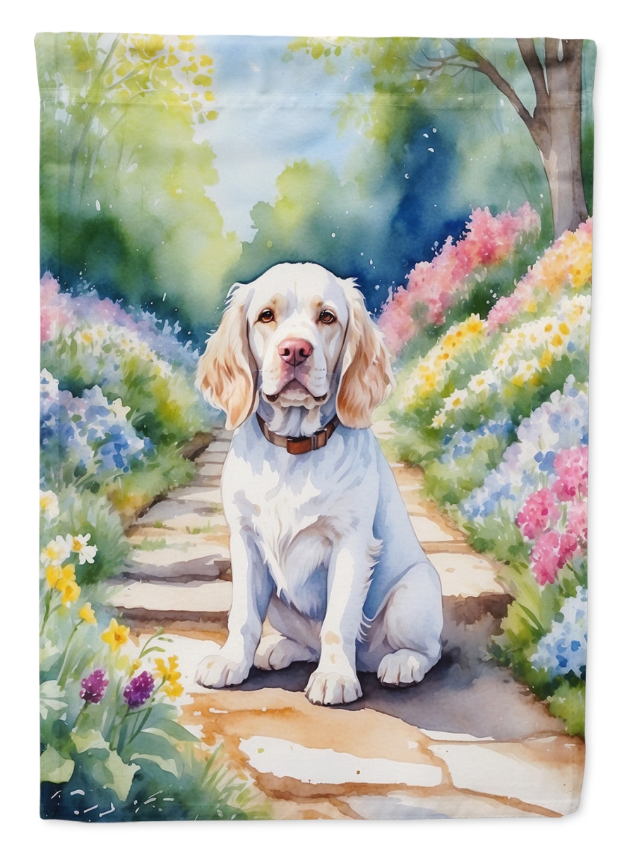 DAC6601CHF 40 x 28 in. Clumber Spaniel Spring Path House Flag