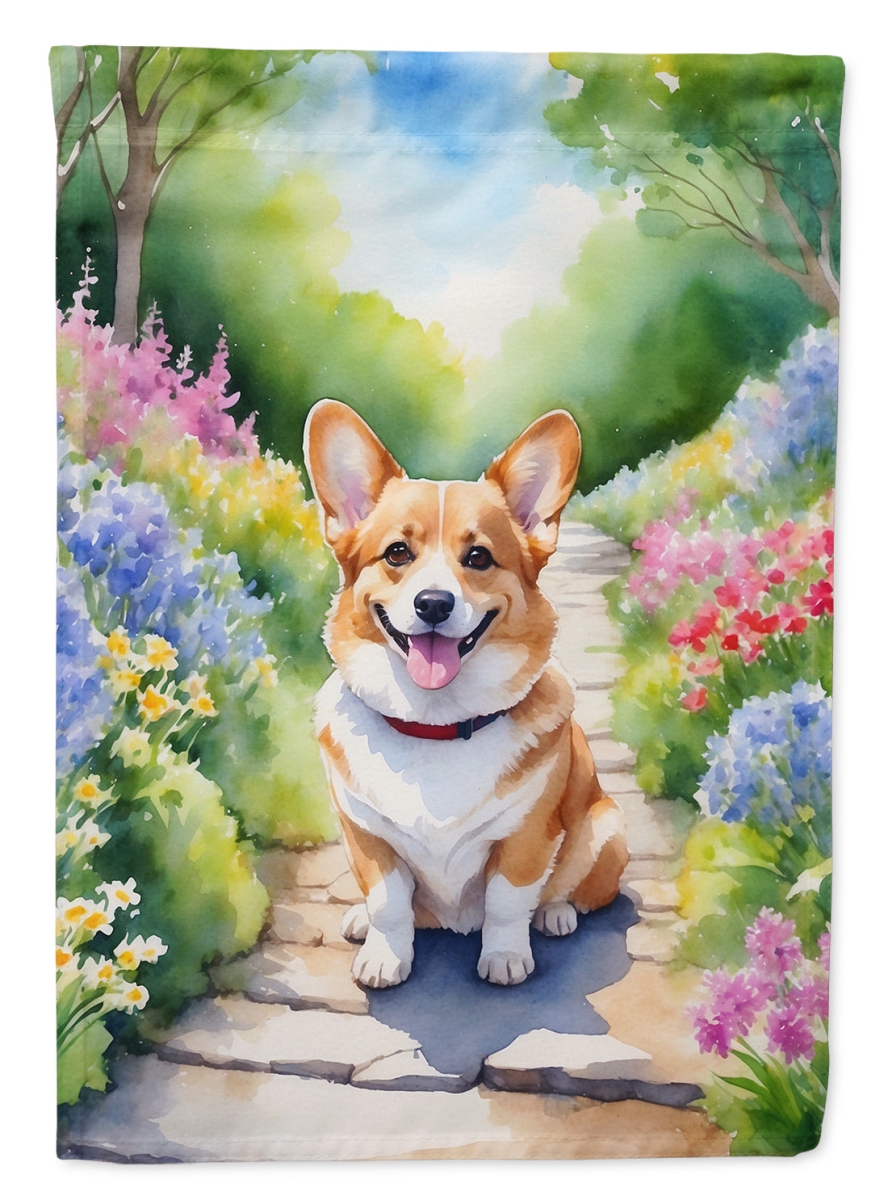 DAC6608CHF 40 x 28 in. Corgi Spring Path House Flag
