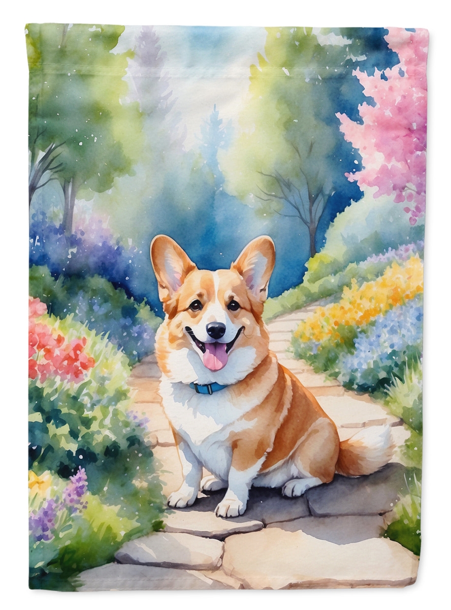 DAC6609CHF 40 x 28 in. Corgi Spring Path House Flag