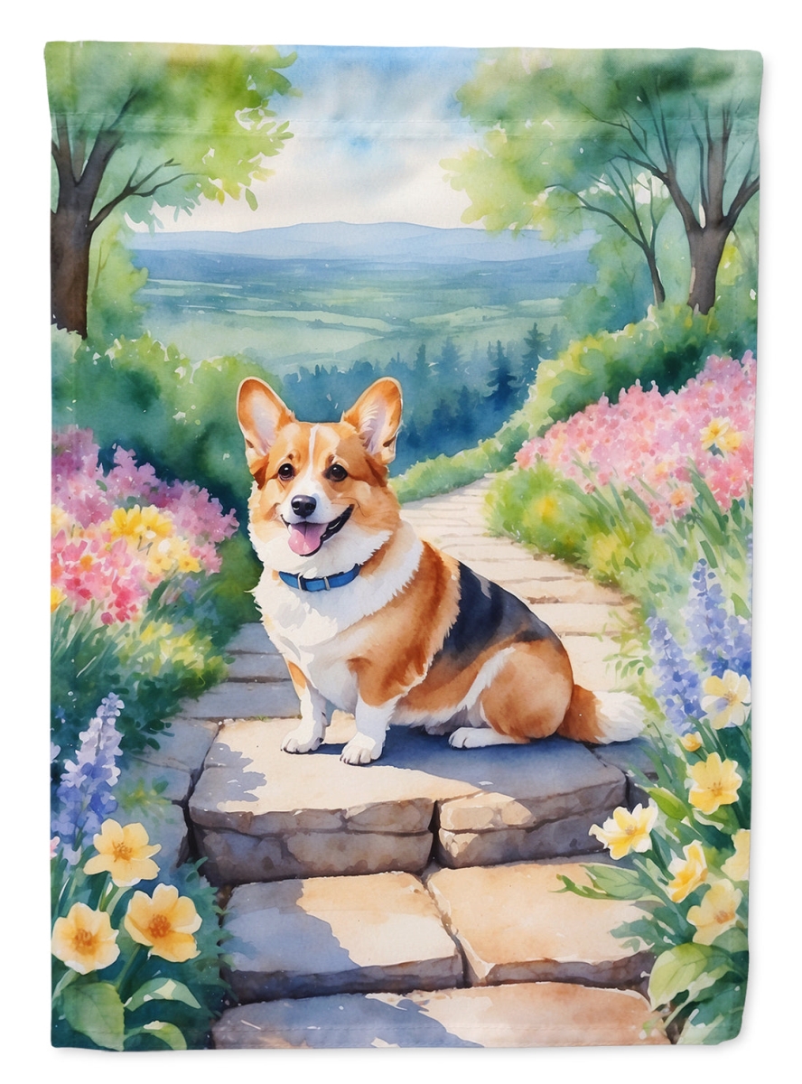 DAC6610CHF 40 x 28 in. Corgi Spring Path House Flag