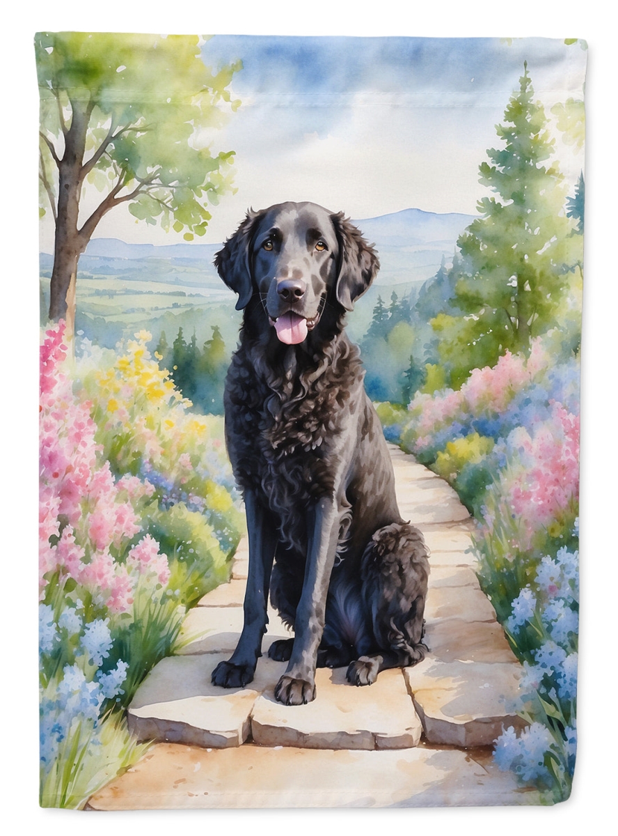 40 x 28 in. Curly-Coated Retriever Spring Path House Flag