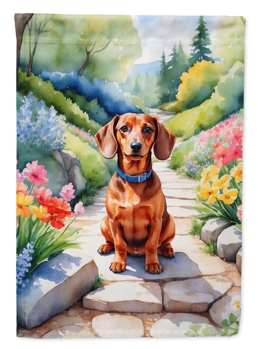 40 x 28 in. Dachshund Spring Path House Flag