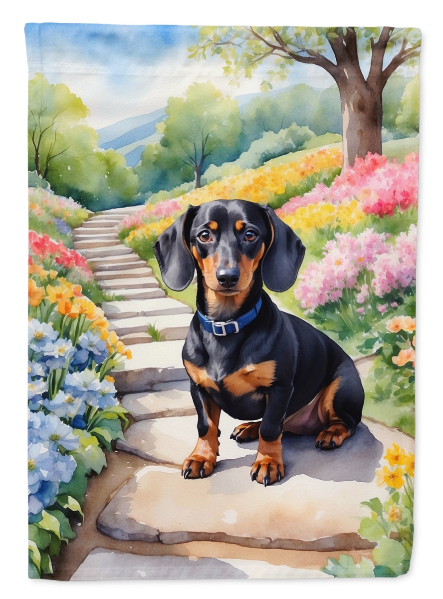 40 x 28 in. Dachshund Spring Path House Flag