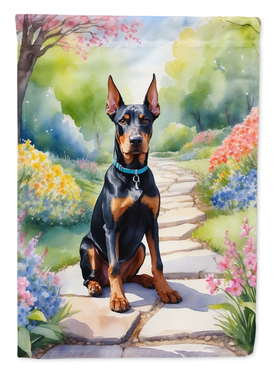40 x 28 in. Doberman Pinscher Spring Path House Flag