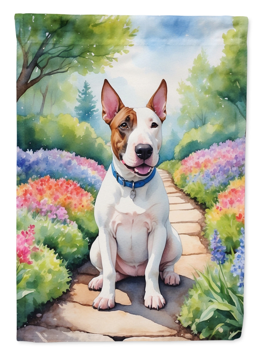 40 x 28 in. English Bull Terrier Spring Path House Flag