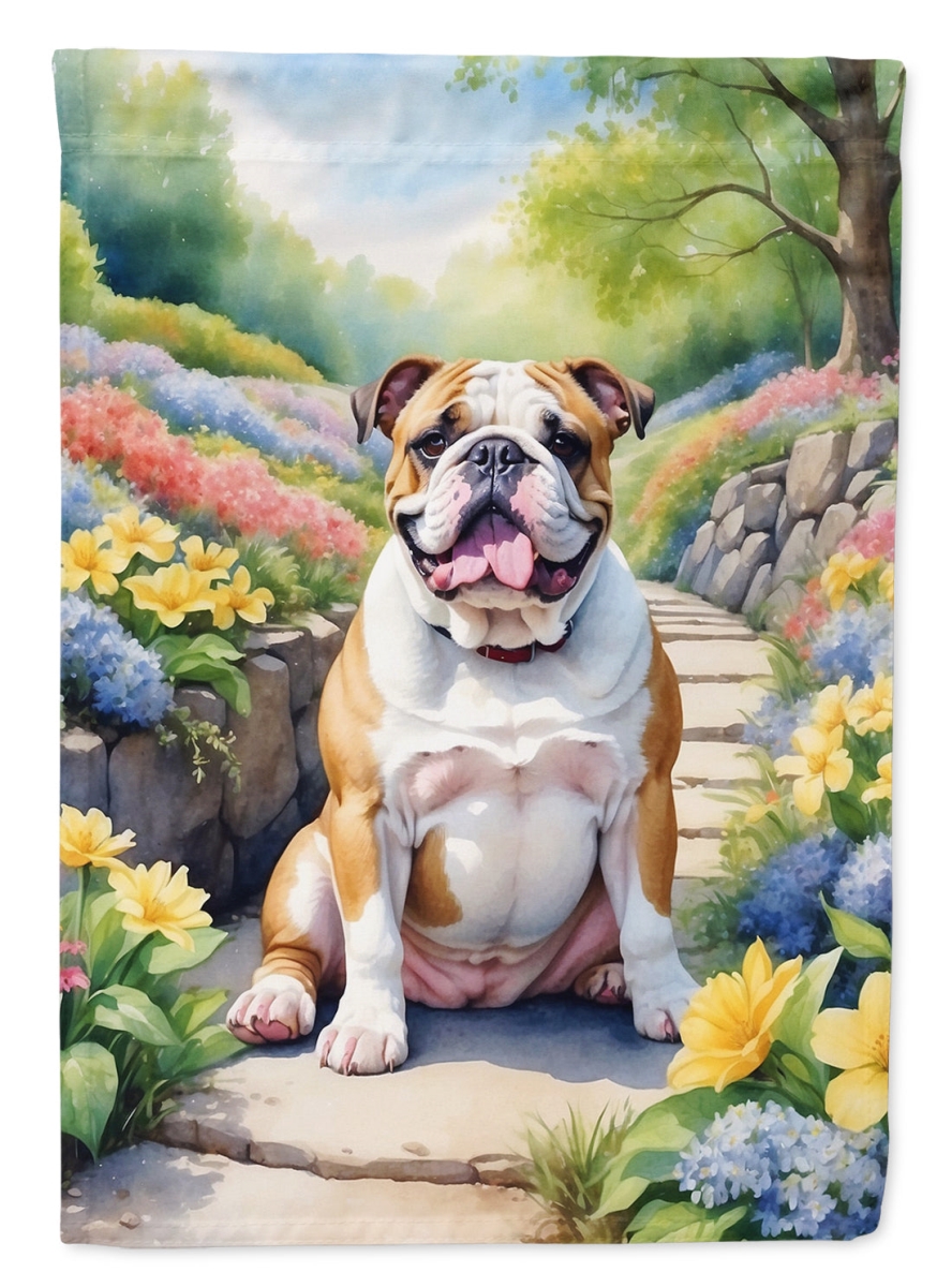 40 x 28 in. English Bulldog Spring Path House Flag