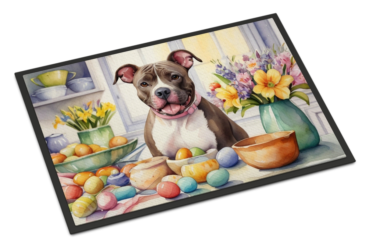 DAC6867JMAT 24 x 36 in. Decorating Easter Pit Bull Terrier Doormat