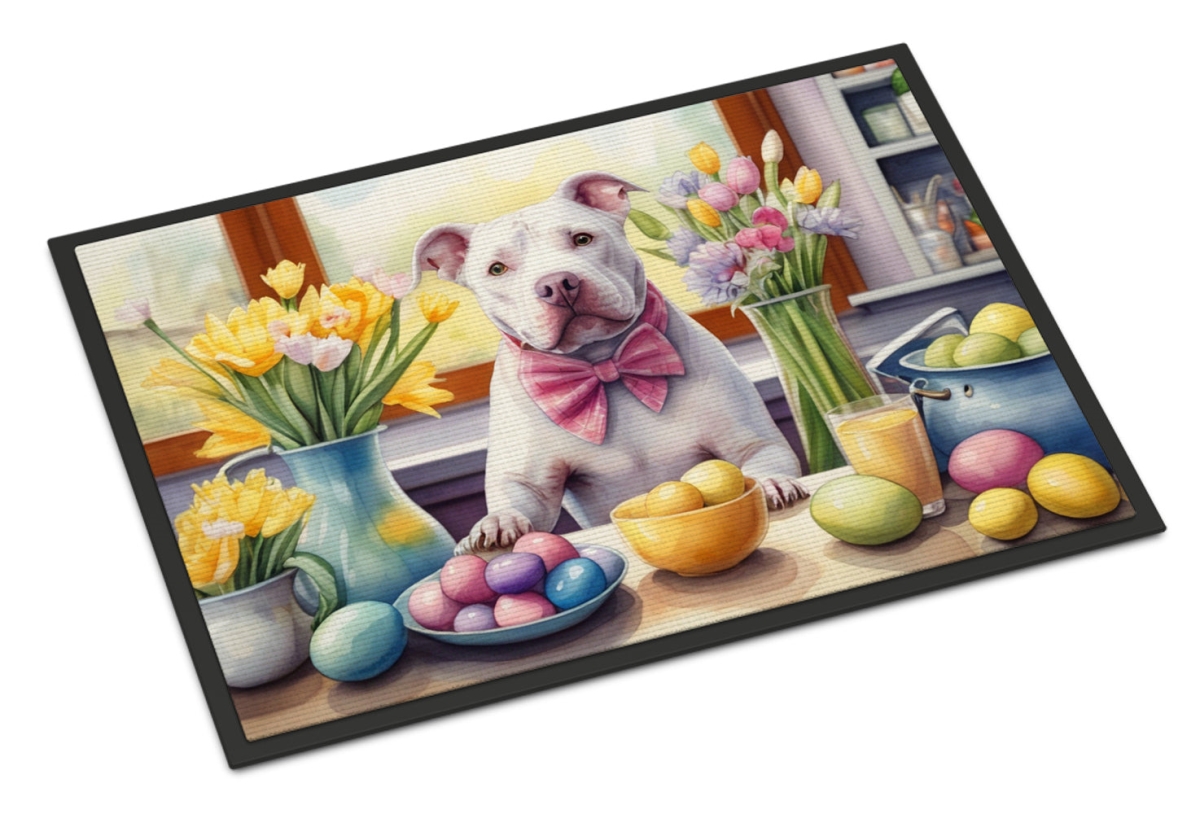24 x 36 in. Decorating Easter Pit Bull Terrier Doormat