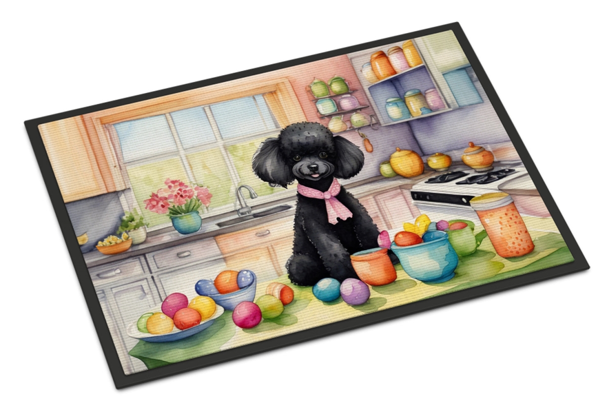 24 x 36 in. Decorating Easter Black Poodle Doormat