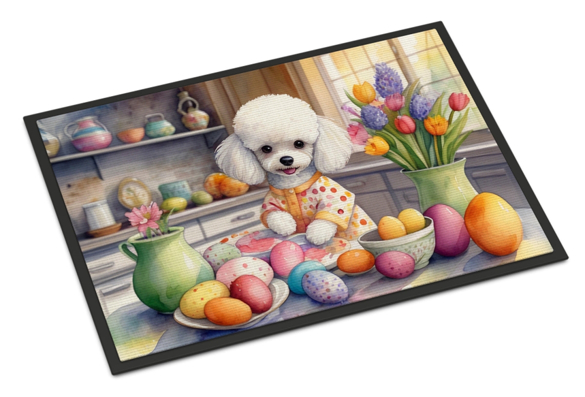 24 x 36 in. Decorating Easter White Poodle Doormat