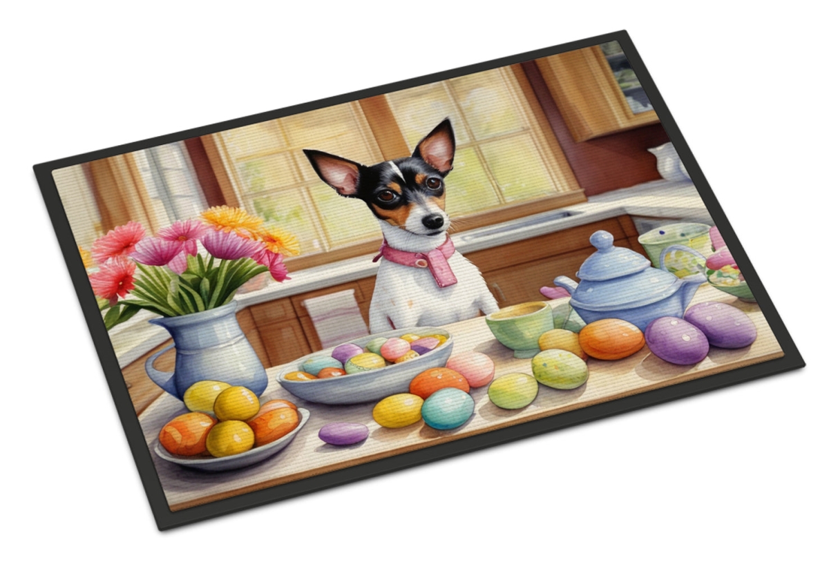 DAC6884JMAT 24 x 36 in. Decorating Easter Rat Terrier Doormat