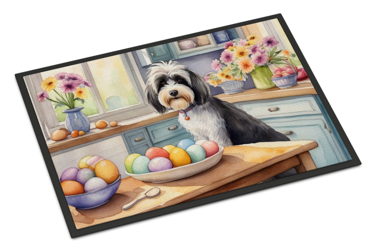 24 x 36 in. Decorating Easter Tibetan Terrier Doormat