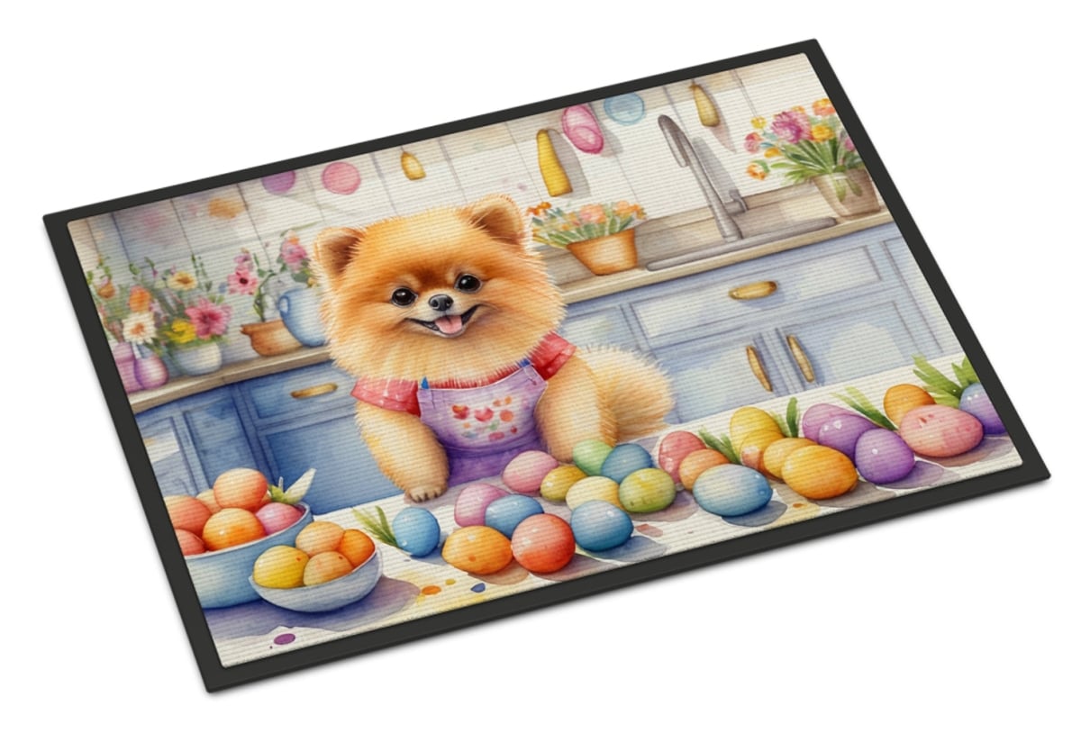 18 x 27 in. Decorating Easter Pomeranian Doormat