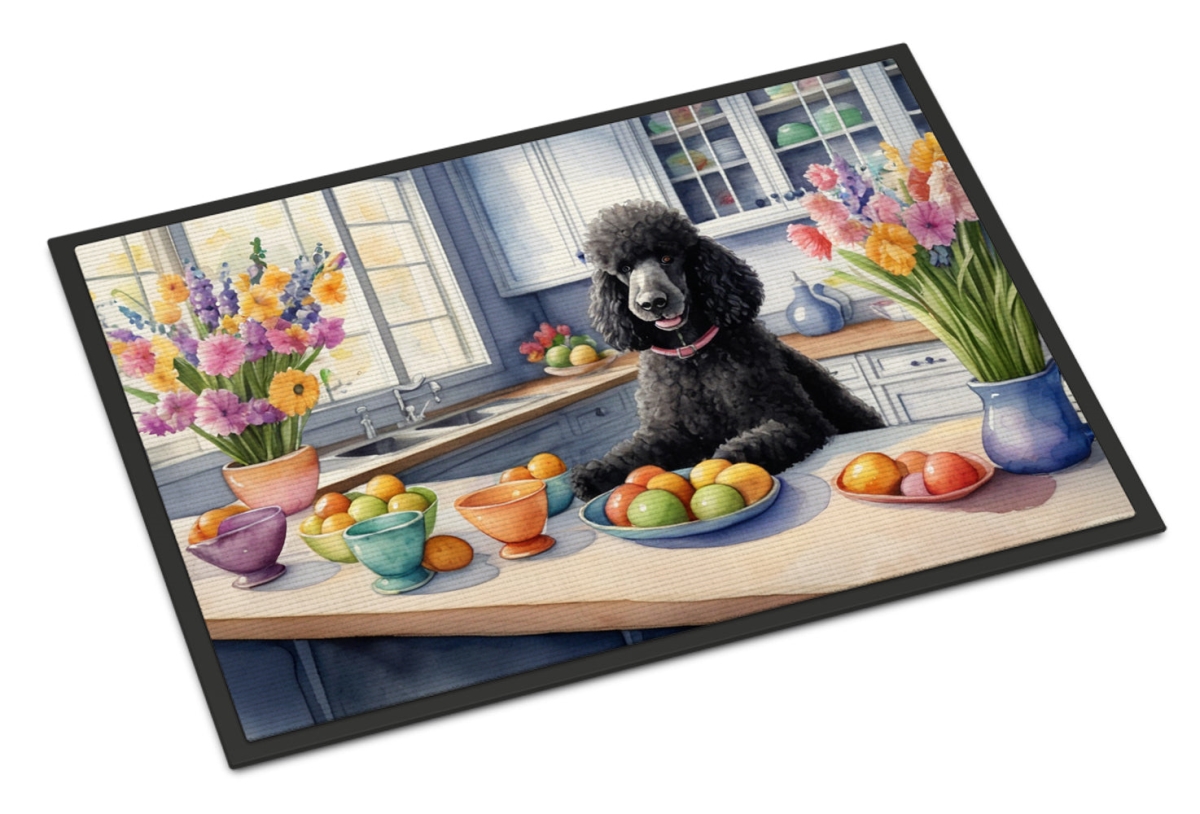 18 x 27 in. Decorating Easter Black Poodle Doormat