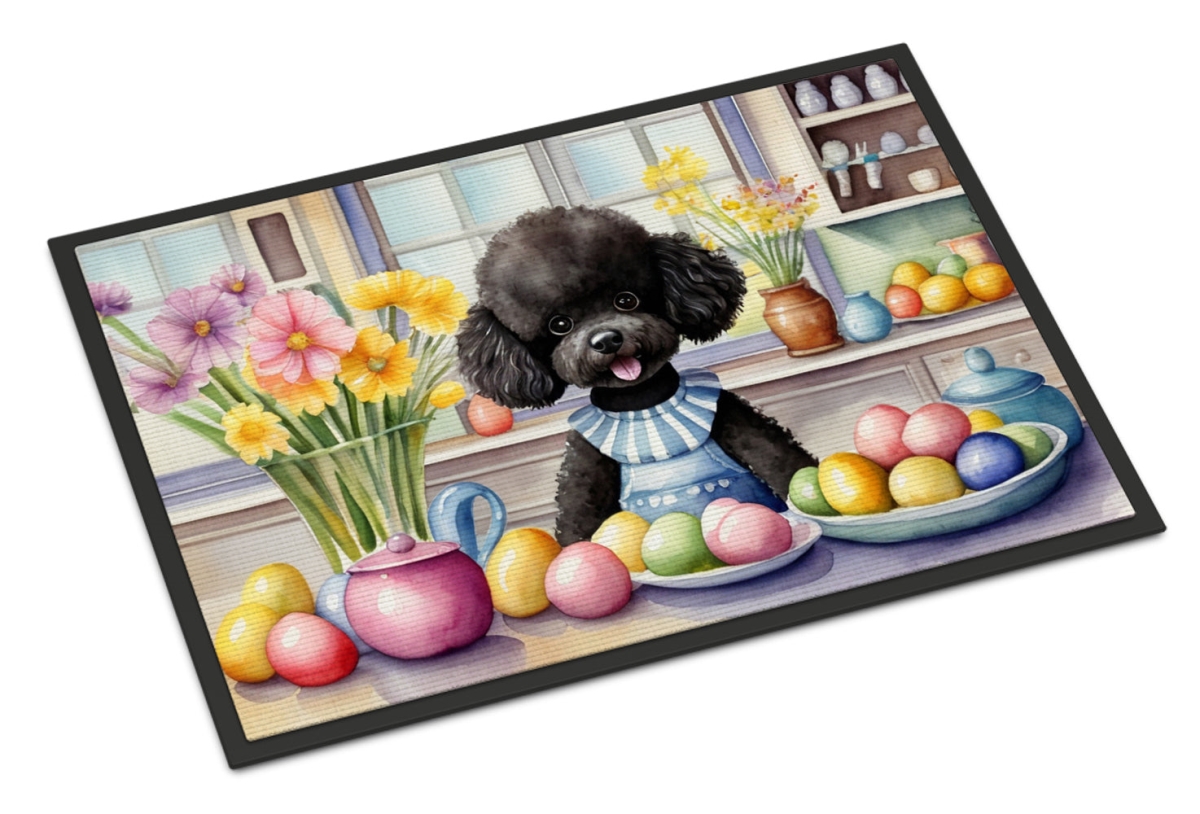 DAC6876MAT 18 x 27 in. Decorating Easter Black Poodle Doormat