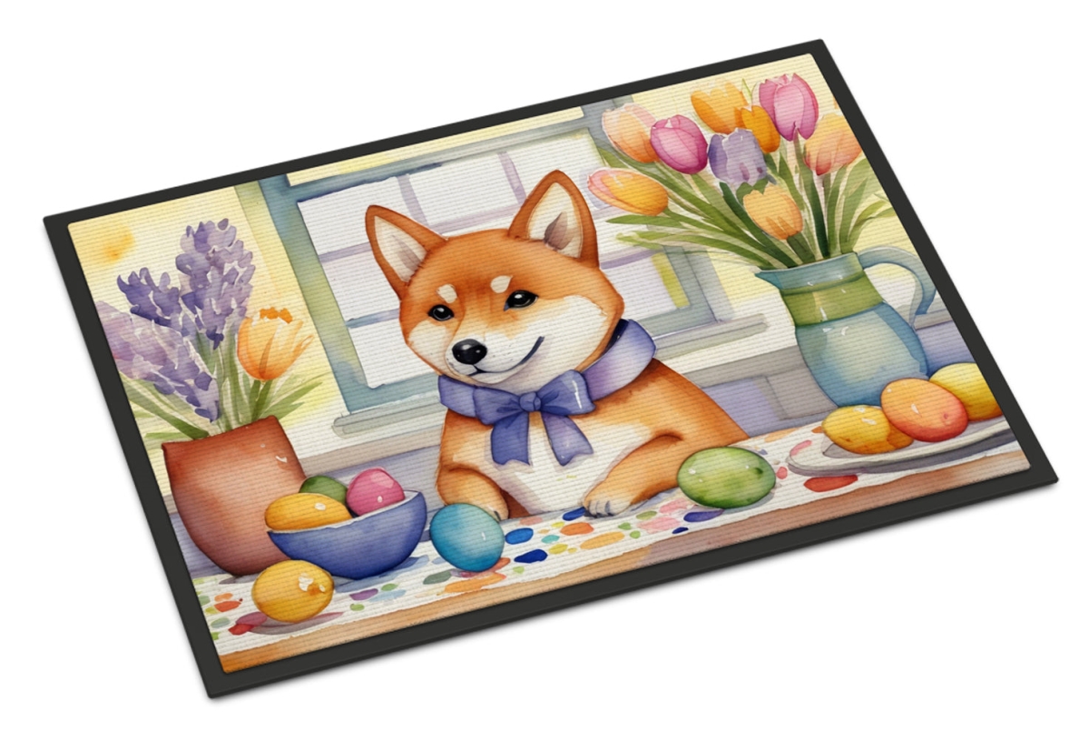 18 x 27 in. Decorating Easter Shiba Inu Doormat