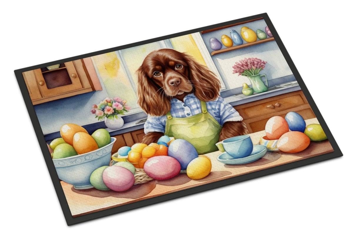 18 x 27 in. Decorating Easter Sussex Spaniel Doormat