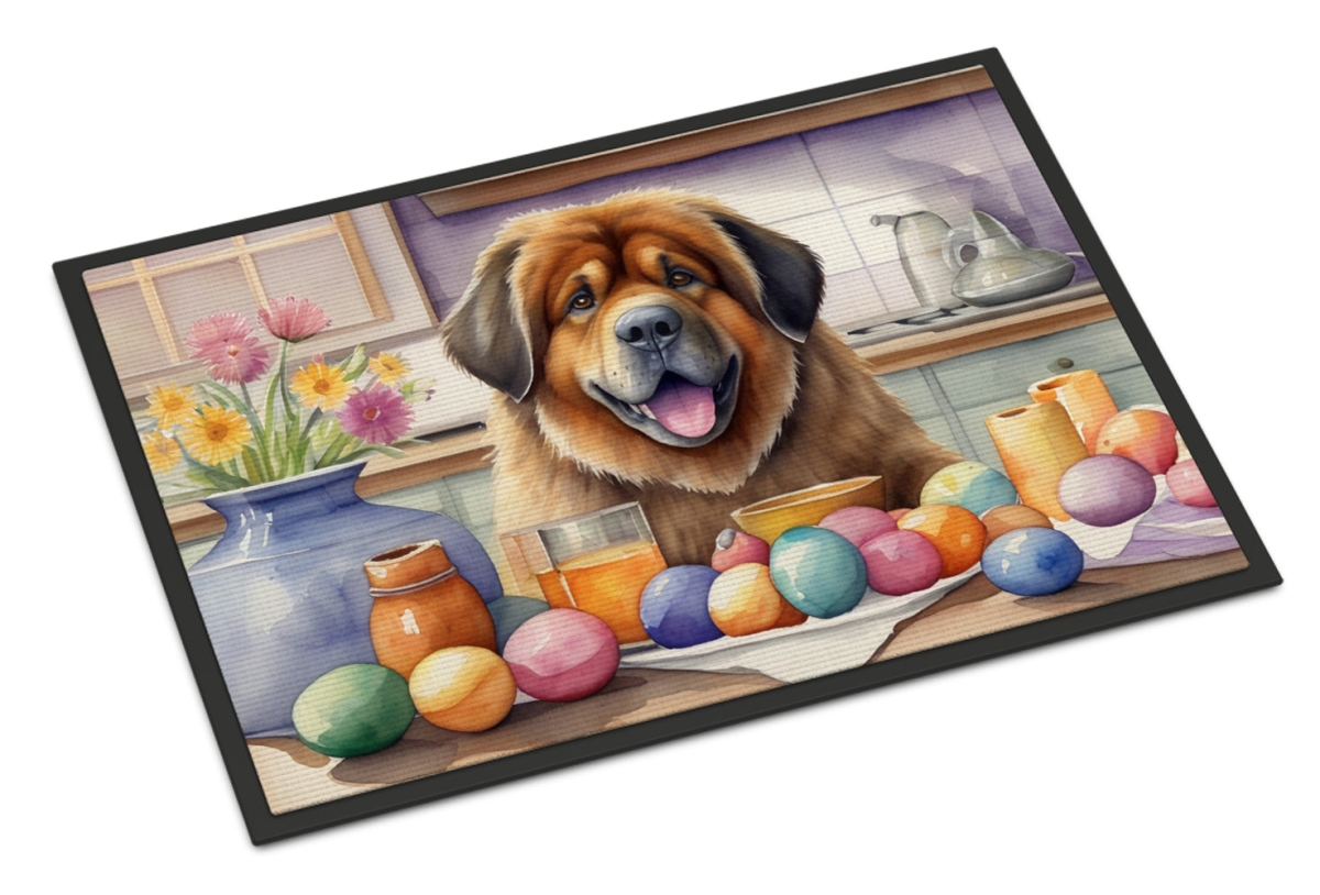 18 x 27 in. Decorating Easter Tibetan Mastiff Doormat