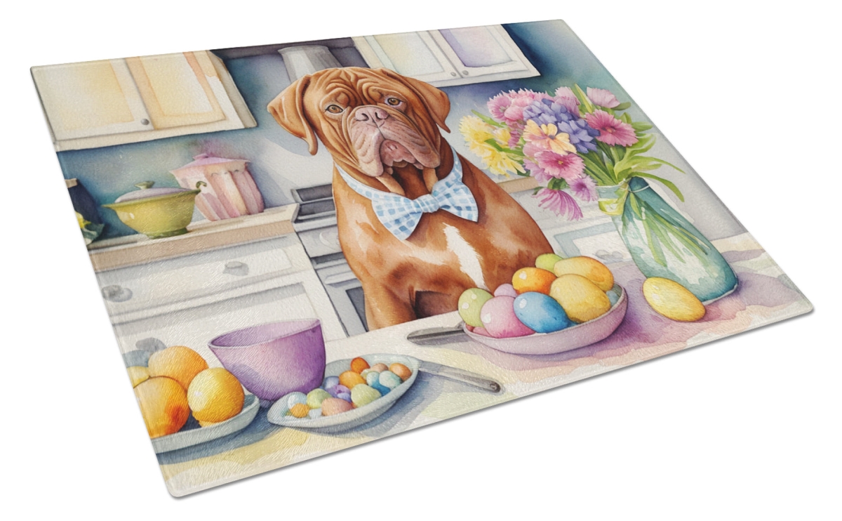 15 x 12 in. Decorating Easter Dogue de Bordeaux Glass Cutting Board