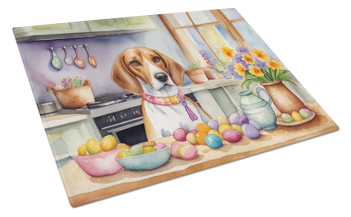 DAC6808LCB 15 x 12 in. Decorating Easter English Foxhound Glass Cutting Board