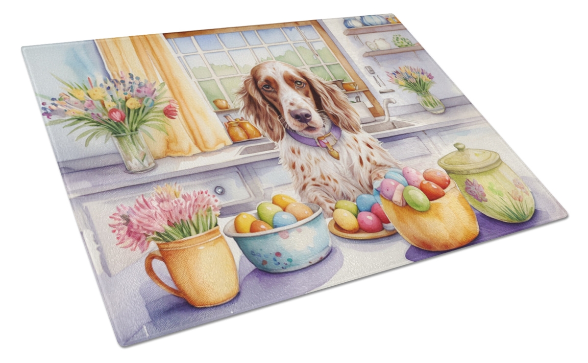 15 x 12 in. Decorating Easter English Setter Glass Cutting Board