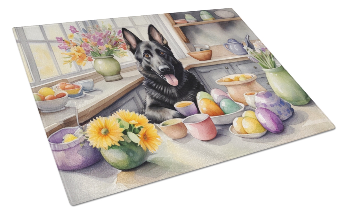 15 x 12 in. Decorating Easter German Shepherd Glass Cutting Board