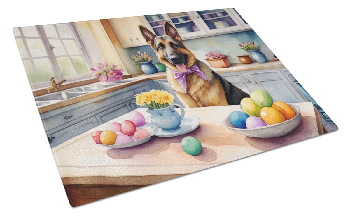 15 x 12 in. Decorating Easter German Shepherd Glass Cutting Board