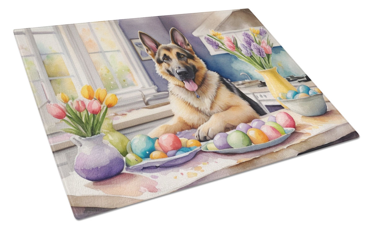 DAC6818LCB 15 x 12 in. Decorating Easter German Shepherd Glass Cutting Board