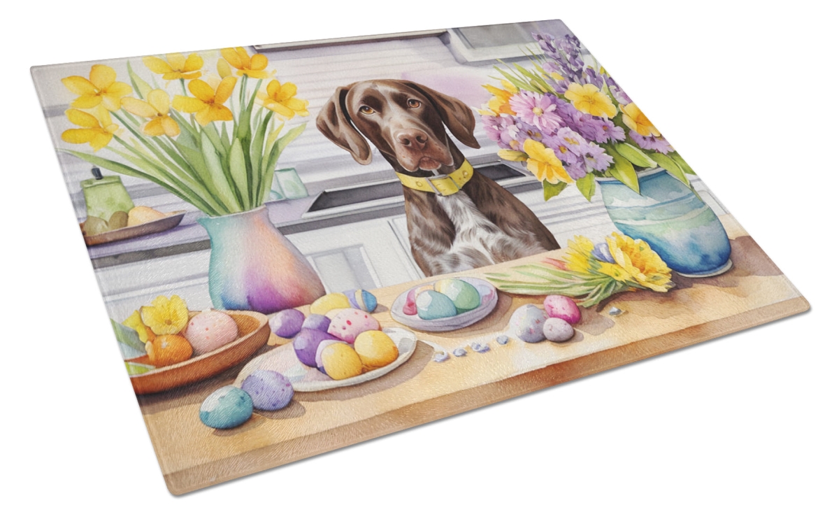 DAC6819LCB 15 x 12 in. Decorating Easter German Shorthaired Pointer Glass Cutting Board