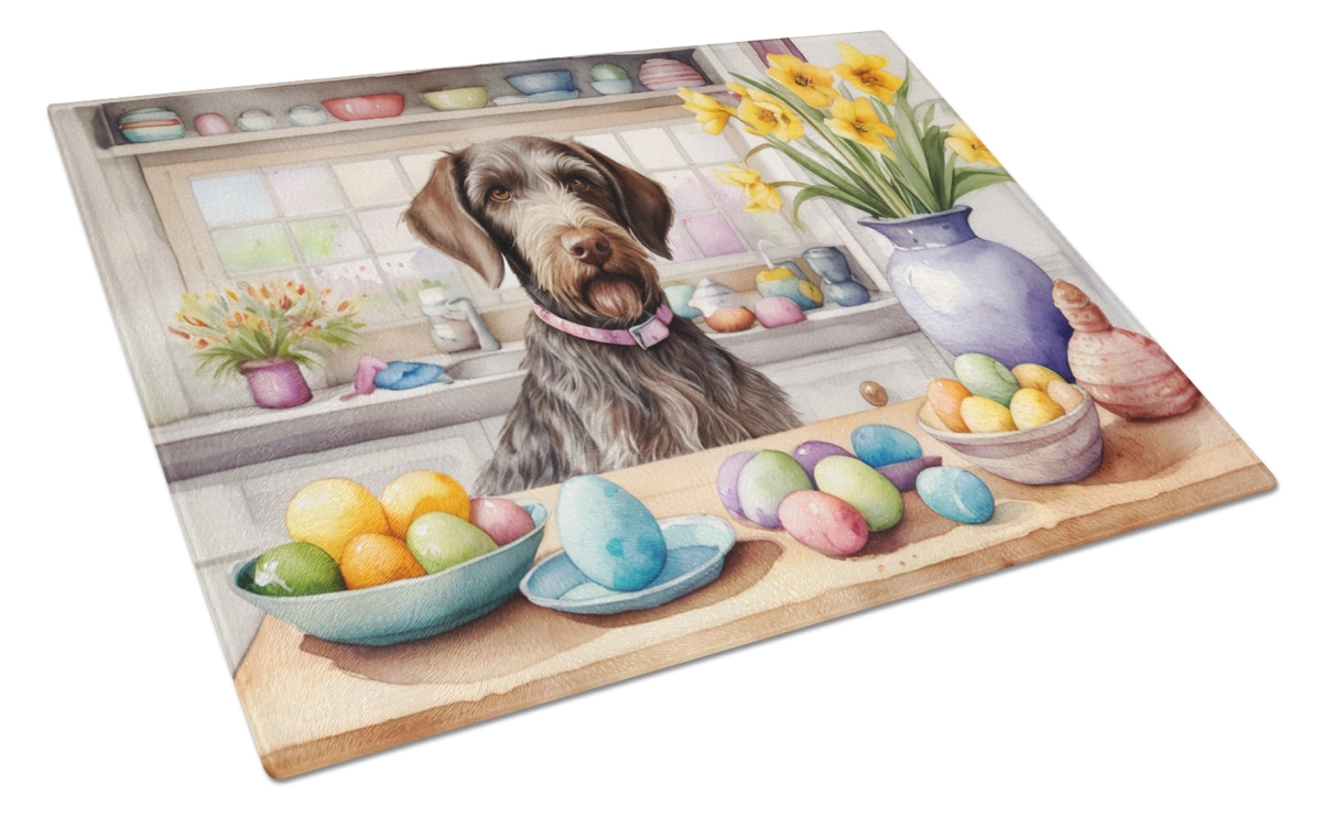 DAC6820LCB 15 x 12 in. Decorating Easter German Wirehaired Pointer Glass Cutting Board