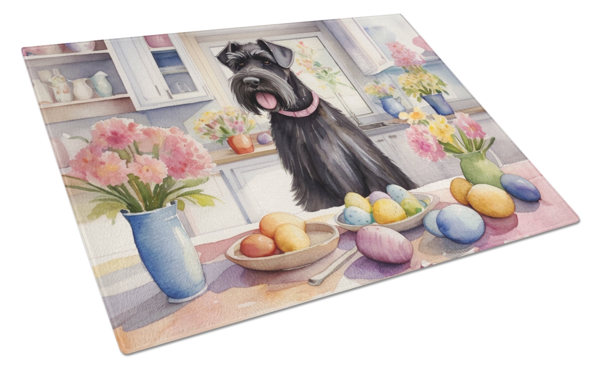 15 x 12 in. Decorating Easter Giant Schnauzer Glass Cutting Board