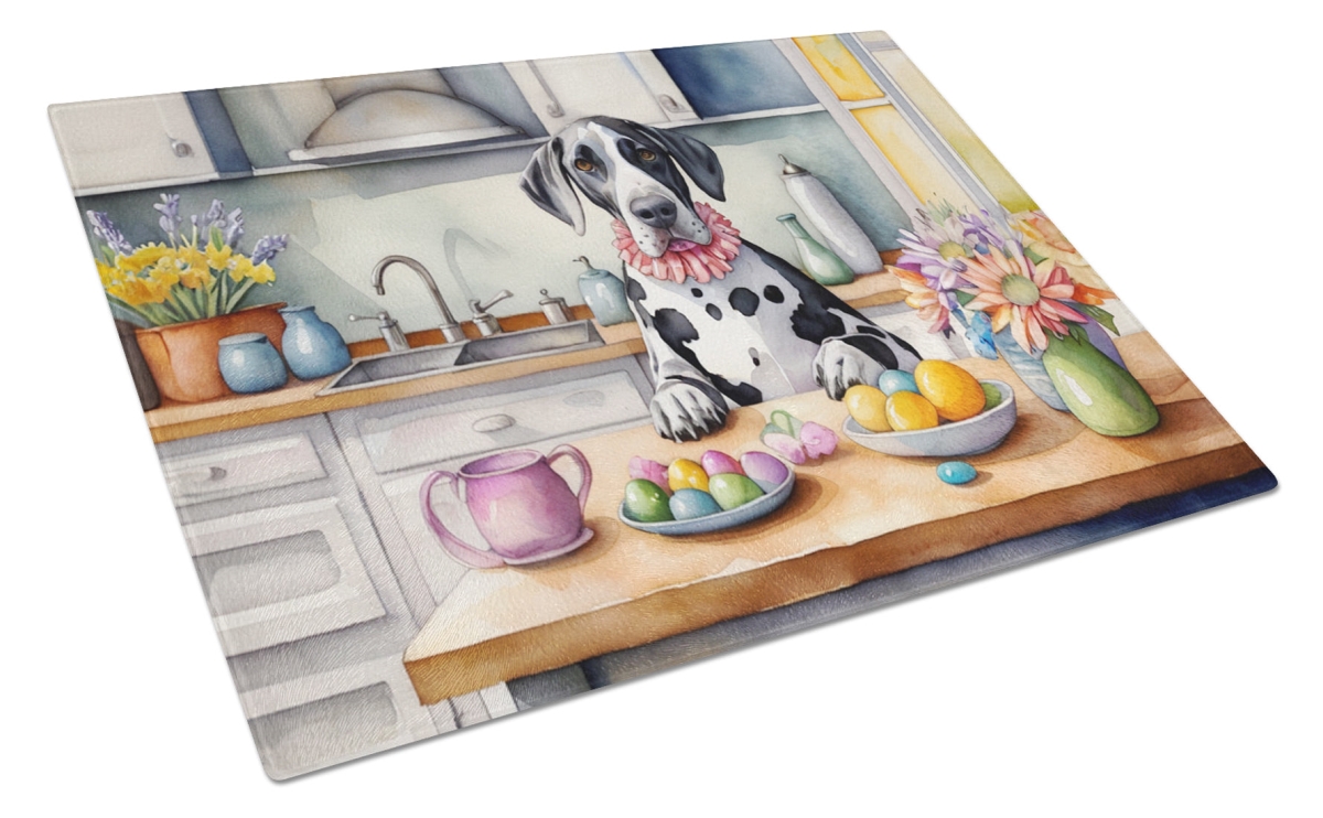 15 x 12 in. Decorating Easter Great Dane Glass Cutting Board