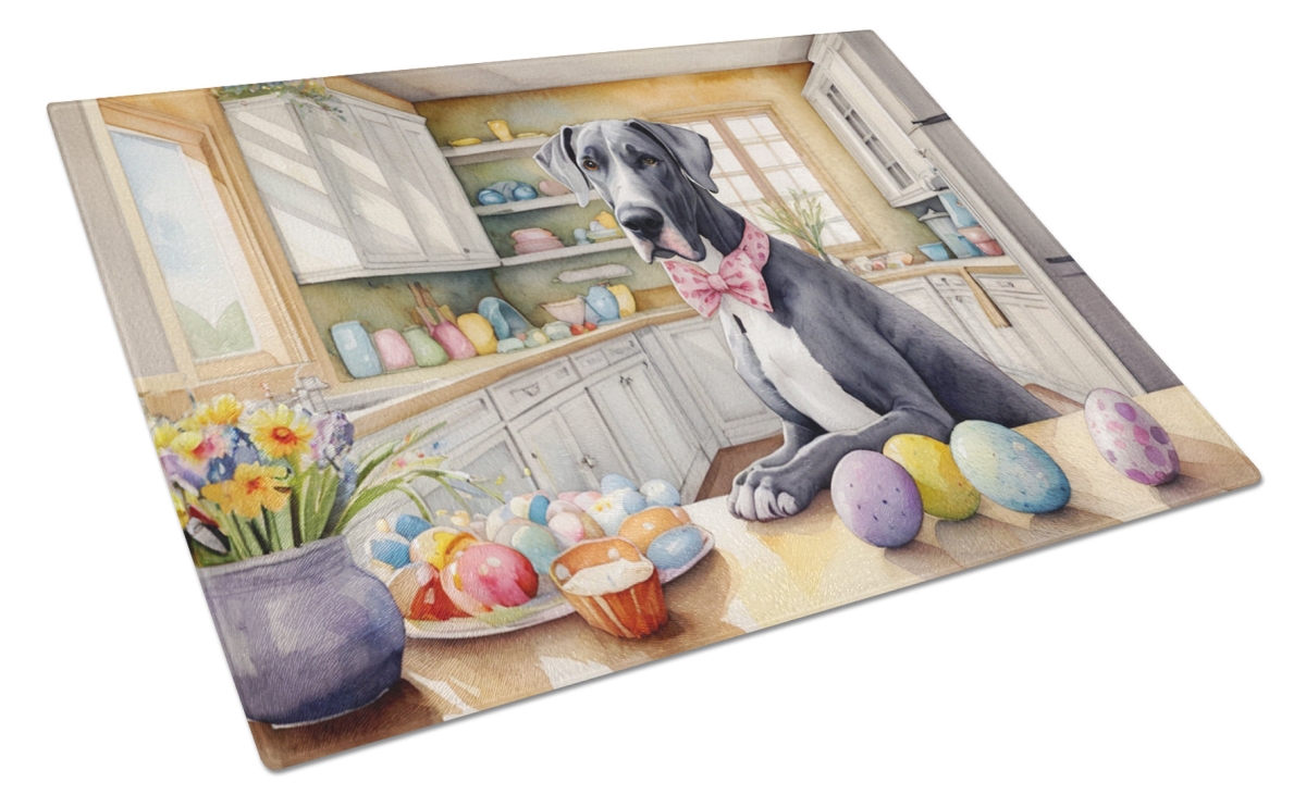 DAC6827LCB 15 x 12 in. Decorating Easter Great Dane Glass Cutting Board