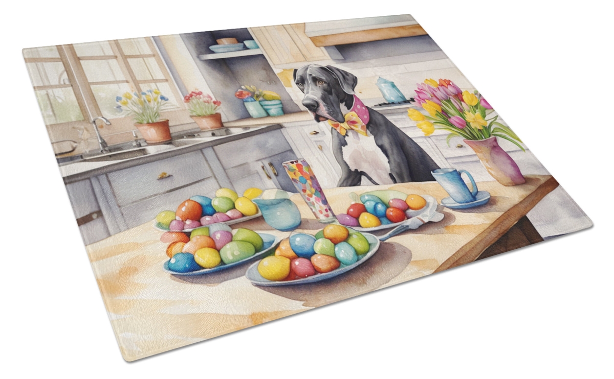 DAC6828LCB 15 x 12 in. Decorating Easter Great Dane Glass Cutting Board